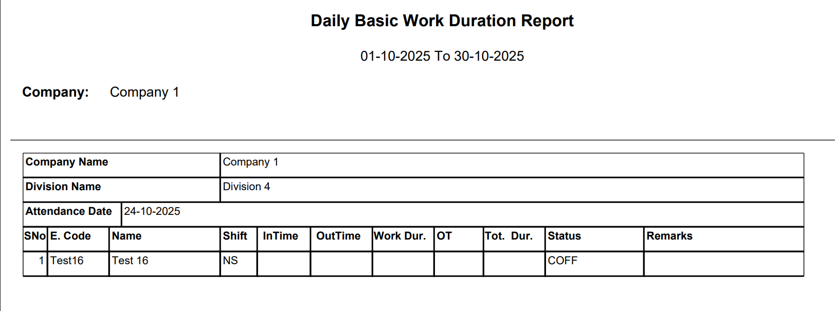 Daily Basic On Leave Report